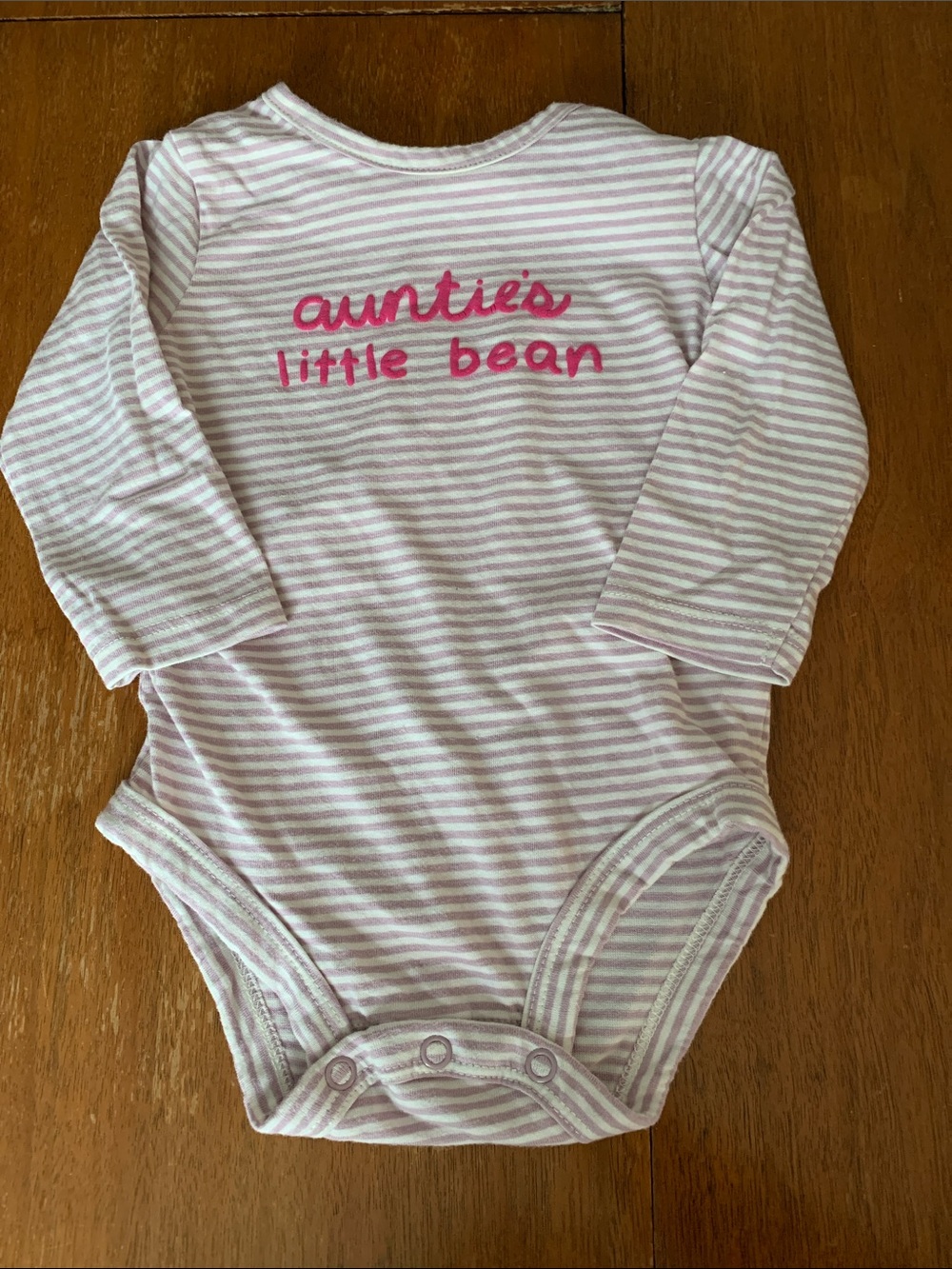 🍓3/$10 Carters Purple and White Striped Long-Sleeve One-Piece 6m